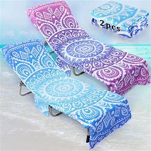 Lallisa 2 Pcs Beach Chair Cover With Side Pockets 28.7 X 82.7 Inch Dry Chaise Pool Lounge Chair Towel Cover Folding Mandala Absorbent Pool Chair