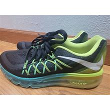 Nike Air Max 2015 Athletic Running Shoes Size 5.5Y Black Green Yellow