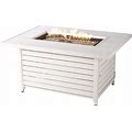 Rectangular 48 in. X 36 in. Aluminum Propane Fire Pit Table, Glass Beads, Two Covers, Lid, 57,000 Btus In White Finish