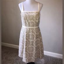 Loft Dresses | Ann Taylor Loft Petites Strap Paisley Lined Dress | Color: Cream/Tan | Size: 8P