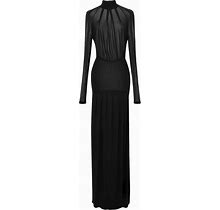 Saint Laurent - Sheer Long-Sleeve Gown Dress - Women - Viscose - 38 - Black