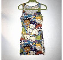 Nickelodeon Rugrats 90S Style Character All Over Print Sleeveless Dress Size Med