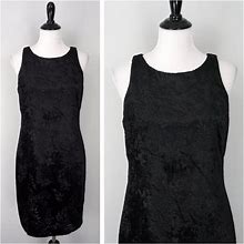 Ann Taylor Dresses | Ann Taylor Black Velvet Floral Formal Career Sheath Straight Pencil Dress Size 8 | Color: Black | Size: 8