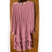 Dim The Lites Dresses | Vintage Dim The Lites Petites Long Sleeve Dress | Color: Pink | Size: L