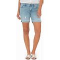 SWAT FAME KUT From The Kloth Catherine Distressed Boyfriend Denim Shorts In Blue At Nordstrom, Size 14