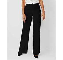 Ann Taylor Petite High Rise Side Zip Straight Pants In Crepe Size 12 Black Women's