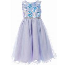 Rare Editions Little Girls 2T-6X Sequin Mesh Sleeveless Bodice Long Dress, , Blue3t