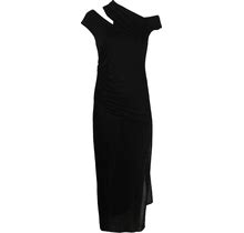 Helmut Lang - Asymmetric Jersey Midi-Dress - Women - Viscose - XS - Black