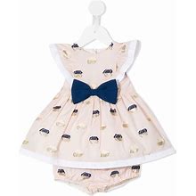 Hucklebones London - Bow Detail Dress - Kids - Polyester/Cotton - 6 Mth - Pink