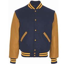 Holloway 224183.F67.2Xl Adult Varsity Jacket, Dark Royal & Light Gold - 2XL