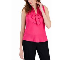 Kasper Women's Sleeveless Tie-Neck Top, Regular And Petite Sizes - Pink Perfection - Size M