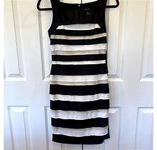 White House Black Market Dresses | White House Black Market Layered Sheath Dress - Size 0 | Color: Black/White | Size: 0