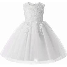 Mallimoda Girl's Lace Tulle Flower Princess Wedding Dress For Toddler And Baby Girl