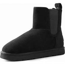 Womens Warm Fuzzy Chelsea Snow Winter Ankle Boots,US9