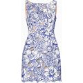 Marchesa Notte - Floral Cut-Out Shift Dress - Women - Polyester/Polyester - 16 - Blue