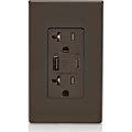 Leviton T5834-B 60W (20V@2.5A+ 5V@2A) USB Dual Type A/Type-C Power Delivery In-Wall Charger With 20A Tamper-Resistant Outlet, USB Charger For
