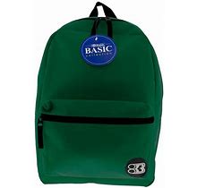 Bazic School Backpack Basic 16" Green, School Bag For Students, 1-Pack