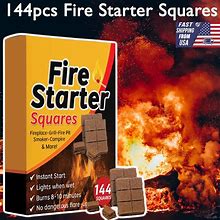 144Pcs Fire Starter Squares Fireplace Wood Stove Camp Fire Pit Charcoal Starters