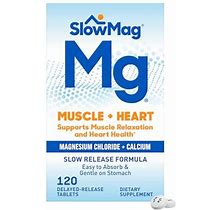 Slowmag Mg Muscle + Heart Magnesium Chloride With Calcium Supplement, Mint, 120 Count