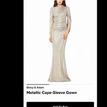 Betsy & Adam Dresses | Betsey And Adam Metallic Cape Sleeve Gown | Color: Gold | Size: 6