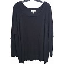 Dress Barn Sweaters | Dress Barn Black Soft Sweater Round Neck Rayon Blend Fabric Plus Size 3X | Color: Black | Size: 3X