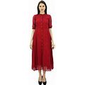 Bimba Women's Georgette Shirt Dress With Front Opening Formal 3/4 Sleeve Chic Dresses