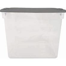 Homz Latching 31 Qt Black/Clear Storage Tote 12-1/8 in. H X 13 in. W X 16-1/4 in. D Stackable