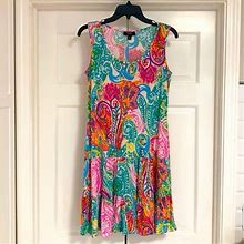 Msk Dresses | Msk Summer Dress Sz: Pm/Nwt Multi-Color Slip Over | Color: Green/Pink | Size: M
