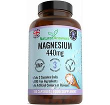 Natural Answers 180 Magnesium Citrate Capsules (3 Months Supply) - 440Mg Potent High Strength Vegetarian Supplements For Men And Women For Fatigue,