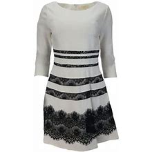 Erin Women's Lace Stripes Dress, White, 6