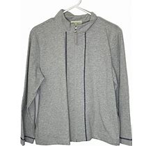 Vintage Appleseed's Womens Gray Heather Long Sleeve Mock Neck Full Zip Jacket Size Pl In White