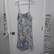 Torrid Dresses | Torrid 3 Super Soft Knit Lined Tank Floral Dress Ruffled Hem Easter | Color: Blue/White | Size: 3X
