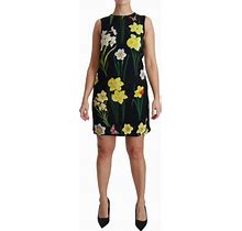 Dolce & Gabbana Women's Black Floral Sleeveless Sheath Mini Dress - Small