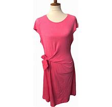 Talbots Side Tie Shift Dress Pink Womens Size Large Nantucket Slub Midi