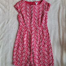 Old Navy Dresses | 3/$15 Old Navy Pink W/ White Flower Lace Overlay Dress Mid-Length Dress Size 4 | Color: Pink/White | Size: 4