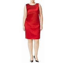 Marina Rinaldi Women's Red Dulcinea Pleated Cocktail Dress $990