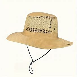 Mesh Breathable Summer Bucket Hat Wide Brim Foldable Unisex Sun Hats Solid Color Outdoor Hiking Fishing Boonie Hats For Men &,Khaki,Must-Have,Temu