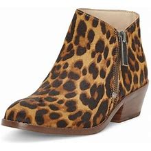 1.State Rosita Leather Boot Brown Multi Leopard Low Cut Designer Ankle Booties (Brown Multi, 8)