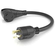 Furrion RV Pigtail Adapter - 30 Amp Female Connector To 30 Amp 4-Prong Male Plug (Black) With Pullsmart Technology - FP31GEN4R-SB