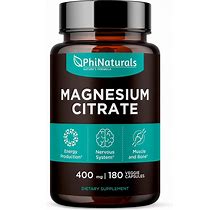 Magnesium Citrate Powder Capsules 400Mg [180 Count] Pure Non-GMO Supplements