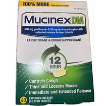 Mucinex Dm 12-Hour Expectorant And Cough Suppressant Tablet, 40 Count