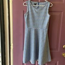 Talbots Dresses | Talbots Fit And Flare Sleeveless Ikat Dress | Color: Blue/White | Size: S