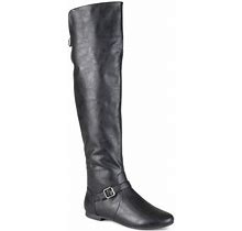 Journee Collection Womens Black Raised Vamp Buckle Accent Wide Calf Loft Round Toe Zip-Up Riding Boot 9 m WC