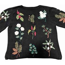 Coldwater Creek Sweaters | Coldwater Creek Thick Knit Heavily Embroidered Fall Themed Sweater Women 3 Xl | Color: Black | Size: 3X