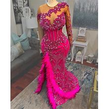 Pink Lace Corset Dress, Luxury Prom Dress, Trumpet Dress, Birthday Dress, Engagement Dress, Evening Gown, Reception Dress, Party Dress