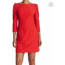 Milly Dresses | Milly Claire Puff Sleeve Dress In Ruby Red Size 10 | Color: Red | Size: 10