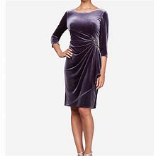 Alex Evenings Dresses | Velvet Embellished Sheath Dress | Color: Purple | Size: 10