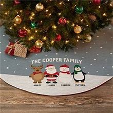 Personalized Christmas Tree Skirt - Santa And Friends