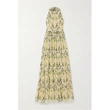 Agua By Agua Bendita Net Sustain Acanella Embroidered Tulle Halterneck Maxi Dress - Women - White Dresses - M