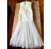 Jarlo Felicity Ivory Ruched Tulle Dress 8P Petite Wedding Strapless